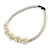 White Glass Bead with Shell Floral Motif Necklace - 48cm Long - view 5