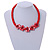 Red Glass Bead with Shell Floral Motif Necklace - 48cm Long - view 2