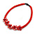 Red Glass Bead with Shell Floral Motif Necklace - 48cm Long - view 3