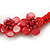 Red Glass Bead with Shell Floral Motif Necklace - 48cm Long - view 4