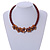 Brown Glass Bead with Shell Floral Motif Necklace - 48cm Long - view 2
