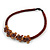Brown Glass Bead with Shell Floral Motif Necklace - 48cm Long - view 3