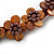 Brown Glass Bead with Shell Floral Motif Necklace - 48cm Long - view 4