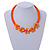 Peach Orange Glass Bead with Shell Floral Motif Necklace - 48cm Long - view 2