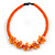 Peach Orange Glass Bead with Shell Floral Motif Necklace - 48cm Long