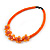 Peach Orange Glass Bead with Shell Floral Motif Necklace - 48cm Long - view 3