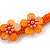 Peach Orange Glass Bead with Shell Floral Motif Necklace - 48cm Long - view 4