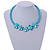 Light Blue Glass Bead with Shell Floral Motif Necklace - 48cm Long - view 2