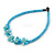 Light Blue Glass Bead with Shell Floral Motif Necklace - 48cm Long - view 3