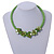Lime Green Glass Bead with Shell Floral Motif Necklace - 48cm Long - view 3
