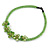 Lime Green Glass Bead with Shell Floral Motif Necklace - 48cm Long - view 2