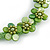 Lime Green Glass Bead with Shell Floral Motif Necklace - 48cm Long - view 5