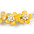 Yellow/ White Glass Bead with Shell Floral Motif Necklace - 48cm Long - view 5
