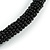 Black Glass Bead with Shell Floral Motif Necklace - 48cm Long - view 5