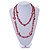Long Red Glass Bead, Sea Shell Nugget Necklace - 126cm L - view 2