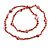 Long Red Glass Bead, Sea Shell Nugget Necklace - 126cm L - view 4