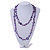 Long Purple Glass Bead, Sea Shell Nugget Necklace - 126cm L - view 2