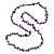 Long Purple Glass Bead, Sea Shell Nugget Necklace - 126cm L
