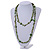 Long Green Glass Bead, Sea Shell Nugget Necklace - 120cm L - view 2