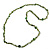 Long Green Glass Bead, Sea Shell Nugget Necklace - 120cm L - view 4