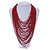 Chunky Ox Blood Red Glass Bead Bib Multistrand Layered Necklace - 80cm L - view 2