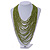 Chunky Lime Green Glass Bead Bib Multistrand Layered Necklace - 80cm L - view 2