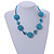Light Blue Glass Ball Bead and Sea Shell Nugget Necklace - 47cm Long - view 2