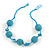 Light Blue Glass Ball Bead and Sea Shell Nugget Necklace - 47cm Long