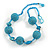 Light Blue Glass Ball Bead and Sea Shell Nugget Necklace - 47cm Long - view 3