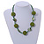 Olive/ Green Glass Ball Bead and Sea Shell Nugget Necklace - 47cm Long - view 2