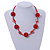 Red Glass Ball Bead and Sea Shell Nugget Necklace - 47cm Long - view 2