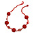 Red Glass Ball Bead and Sea Shell Nugget Necklace - 47cm Long