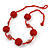 Red Glass Ball Bead and Sea Shell Nugget Necklace - 47cm Long - view 3