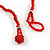 Red Glass Ball Bead and Sea Shell Nugget Necklace - 47cm Long - view 5