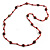 Statement Red Glass Bead with Brown Wood Ball Long Necklace - 145cm L - view 3