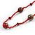 Statement Red Glass Bead with Brown Wood Ball Long Necklace - 145cm L - view 5