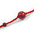 Statement Red Glass Bead with Brown Wood Ball Long Necklace - 145cm L - view 6