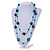 Statement Light Blue Glass Bead with Brown/ Teal Wood Ball Long Necklace - 145cm L - view 2