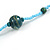 Statement Light Blue Glass Bead with Brown/ Teal Wood Ball Long Necklace - 145cm L - view 7