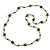 Statement Light Green Glass Bead with Brown/ Green Wood Ball Long Necklace - 145cm L - view 3