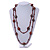 Statement Brown Glass Bead with Brown/ Black Wood Ball Long Necklace - 145cm L - view 2