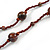 Statement Brown Glass Bead with Brown/ Black Wood Ball Long Necklace - 145cm L - view 3