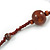 Statement Brown Glass Bead with Brown/ Black Wood Ball Long Necklace - 145cm L - view 7