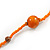 Statement Orange Glass Bead with Brown/ Orange Wood Ball Long Necklace - 145cm L - view 5