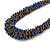 Chunky Graduated Glass Bead Necklace In Electric Blue and Bronze - 60cm Long - view 7