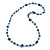 Long Glass and Shell Bead with Silver Tone Metal Wire Element Necklace In Blue - 120cm L - view 3