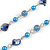 Long Glass and Shell Bead with Silver Tone Metal Wire Element Necklace In Blue - 120cm L - view 4