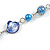 Long Glass and Shell Bead with Silver Tone Metal Wire Element Necklace In Blue - 120cm L - view 5