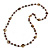 Long Glass and Shell Bead with Silver Tone Metal Wire Element Necklace In Brown - 120cm L - view 3