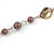 Long Glass and Shell Bead with Silver Tone Metal Wire Element Necklace In Brown - 120cm L - view 5